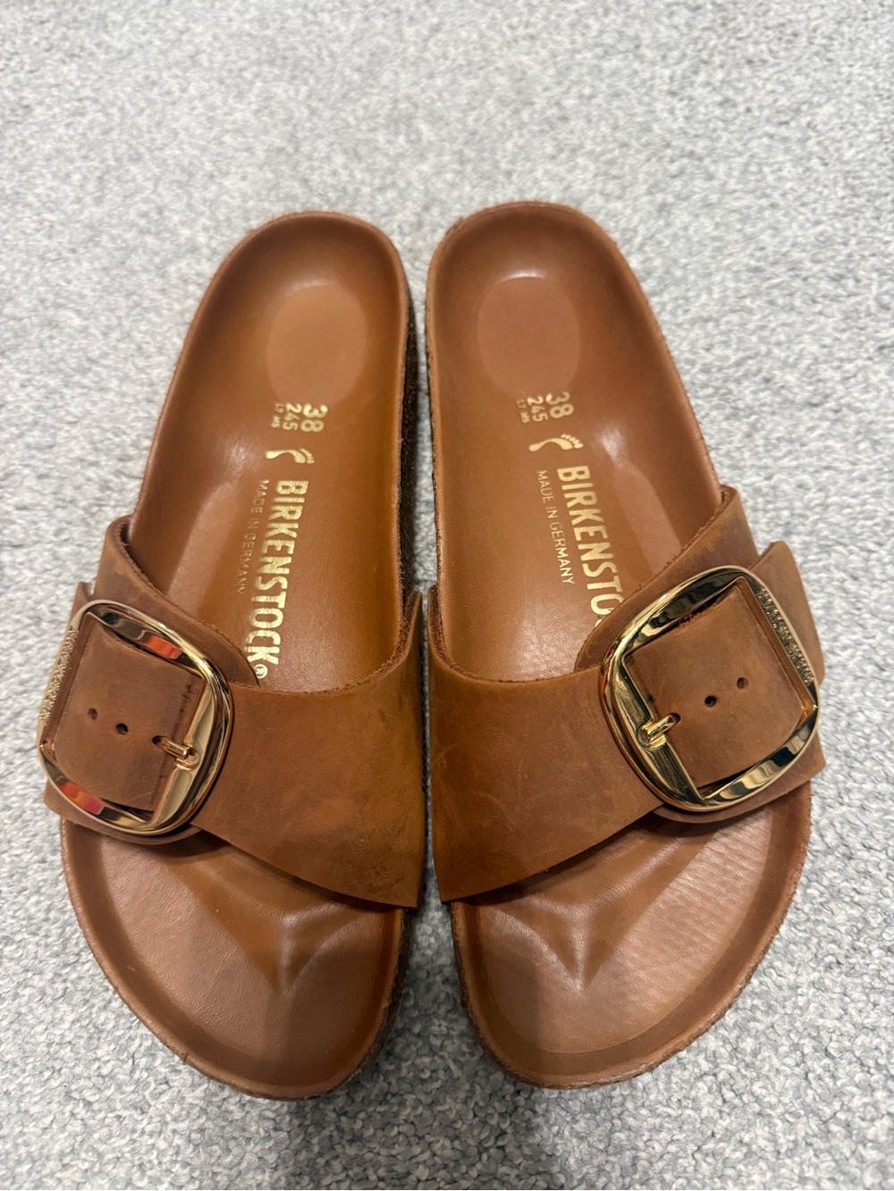 Birkenstock Madrid Single Buckle Slide Sandal - Cognac